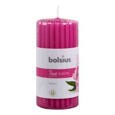 Bolsius Ribbed Pillar Candle - Peony