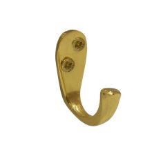 37mm Polished Solid Brass Wardrobe Hook