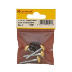 Brass Plated Dome Mirror Screws 35mm x 8mm  - Pack of 4