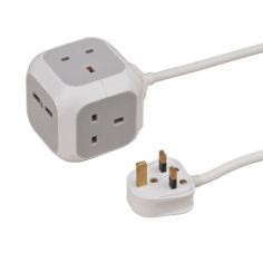 Brennenstuhl 3 Plug Socket & 2 USB Charger 3m Cable