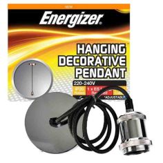 Energizer 1.2m Hanging Decorative Brushed Chrome Light Pendant