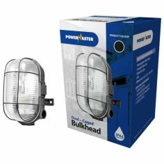 PowerMaster 60W Oval Outside Black Bulkhead Light Fitting