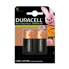 Duracell Rechargeable Battery Size C 3000Mah - Card of 2
