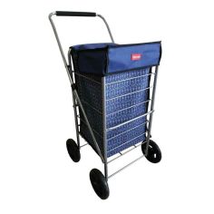 Casa Geometric Navy 4-Wheel Shopping Trolley