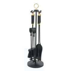 Castle Living Column 5 Piece Companion Set Black & Brass 26