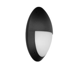 CED 12W PC-ABS Black Circular Outdoor Light Bulkhead - With Eyelid