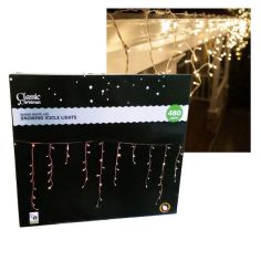 Classic Christmas 480 LED Snowing Icicle Lights - Warm White