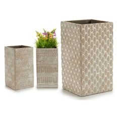 Cement Square Vase 15 x 25 x 15 cm - Bleached 