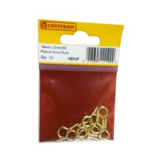 Centurion EB Brassed Picture Screw Hook Eyes - 19mm x 2mm Pack of 10