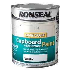Ronseal One Coat White Satin Cupboard & Melamine Paint 750ml