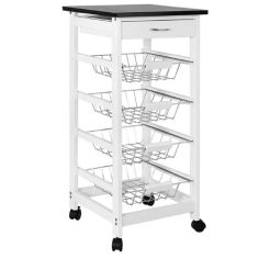 Chef Vida 4 Tier Wooden Kitchen Trolley - White