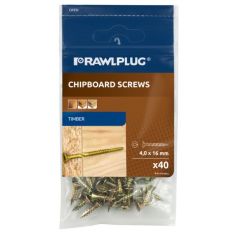 Rawlplug Chipboard Screwes - 4.0 x 16mm - (Pack of 40)