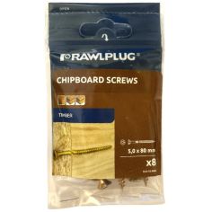 Rawlplug Chipboard Screws - 5.0 x 80mm (Pack ok 8)