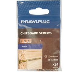 Rawlplug Chipboard Screws - 4.0 x 20mm 
