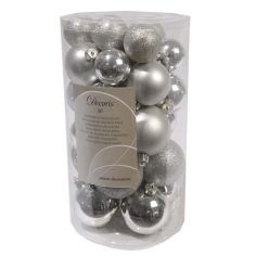 Decoris 30pc Mixed Silver Bauble Decorations