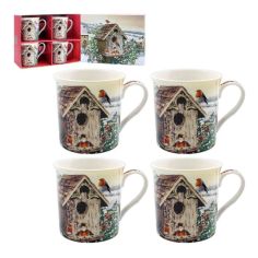 Christmas Robins Mugs - Set of 4