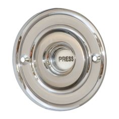 Circular Bell Push with China Press Button 76mm - Bright Chrome
