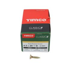 Timco Classic Yellow 4.5 x 20 200pc CSK Multi-Purpose Screws