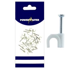 Powermaster 3mm White Cable Clips - Pack Of 20