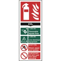 Fire extinguisher composite - CO2 - PVC Sign  (75mm x 200mm)