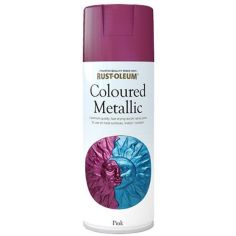 Rust-Oleum Coloured Metallic Indoor & Outdoor Spray Paint - Pink 400ml