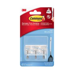 Command™ Hanging Clear Wire Hooks - Small - Pack Of 3
