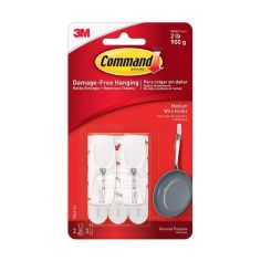 Command™ Hanging White Wire Hooks - 2 Medium - 2lb (900g)