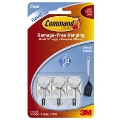 Command Hanging Clear Wire Hooks - 3 Small Hooks - 0.5lb (225g)