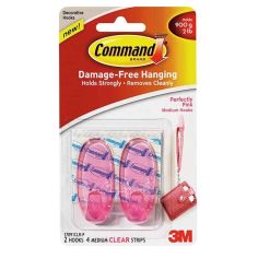 Command™ Hanging Perfectly Pink Hooks - 2 Medium - 900g / 2lb