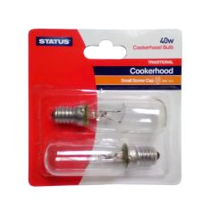 Status 40W Cooker Hood Small Screw Cap E14 Light Bulb - Pack of 2