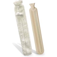 Cream / Gold Long Covered Hot Water Bottle (Faux Mink Fur)