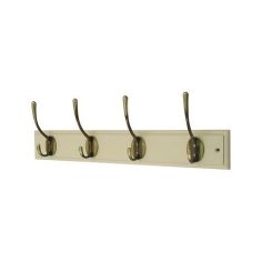 Headbourne Cream 4 Victorian Hat & Coat Hooks Antique Brass