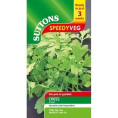 Suttons Speedy Veg Seed - Leaf Salad Cress Greek - Pack Of 1000