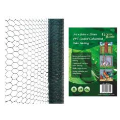 5m X 0.6m X 25mm PVC Coated Galvanised Wire Netting