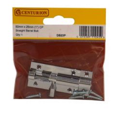 Centurion Chrome Plated Straight Barrel Bolt - 50mm x 25mm