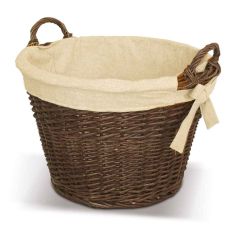 De Vielle Natural Wicker Round Basket With Jute Liner.