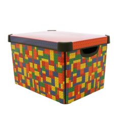 Curver Large Deco Storge Box 22L - Bright Blocks Design