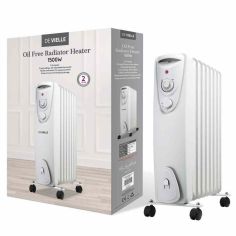 De Vielle White 1500W 8 Fin Oil Free Radiator Heater