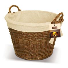 Natural Wicker Round Basket with Canvas Liner