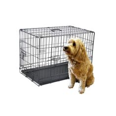 30” Double Door Folding Metal Dog Crate - Medium