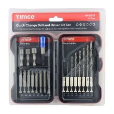 Driver Bit & Ground Jobber Drill Bit Set - 20 piece