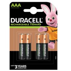 AAA Duracell Rechargeable Battery 750Mah Card of 4