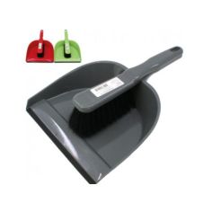 Coloured Dustpan & Brush Set - with Rubber