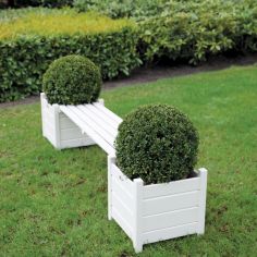 Esschert Design Planters with bridge bench - White