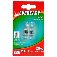 Eveready G4 20W Clear Halogen Capsule Light Bulb - Pack of 2