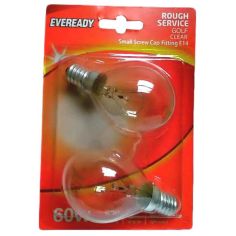 Eveready 60W Rough Service Golf E14/ SES Light Bulb - Pack of 2