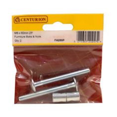 Centurion ZP M6 x 60mm Furniture Bolt & Nut - Pack Of 2