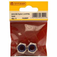 M10 Stainless Steel Nylon Locking Nuts (Pack of 2)