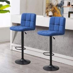 Fabric Covered Bar Stools Blue - 2 pieces