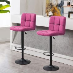 Fabric Covered Bar Stools Pink- 2 pieces